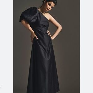 Anthropologie One-Shoulder Black Maxi Dress